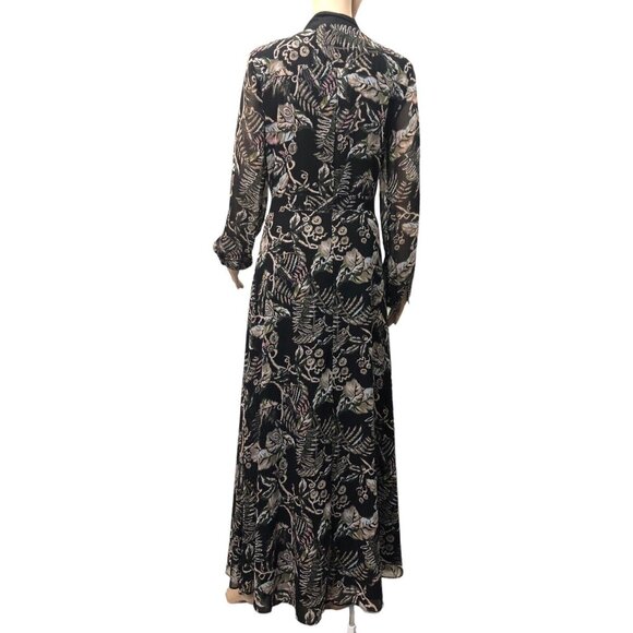 SOLD BANANA REPUBLIC Women Retro Button Up Flare Maxi Dress Floral High Tie Neck - Picture 6 of 12